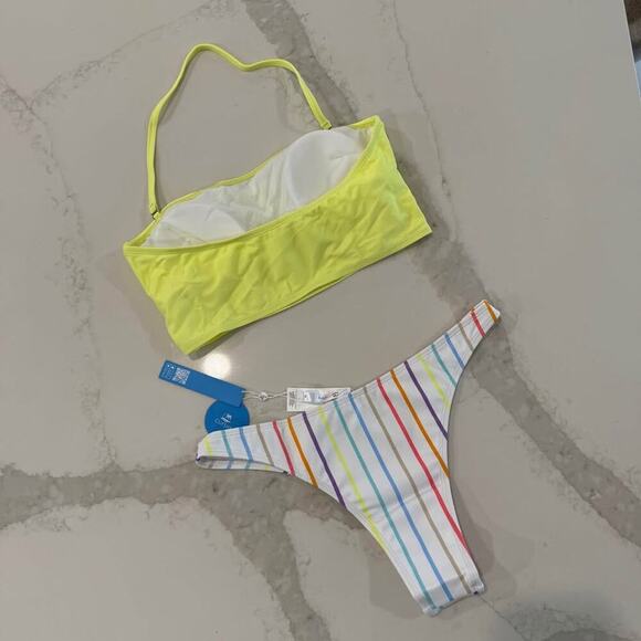 Cupshe NWT Stripe Bandeau Ultra Cheeky Hipster Bathing Suit Set Women's Medium - Picture 4 of 10